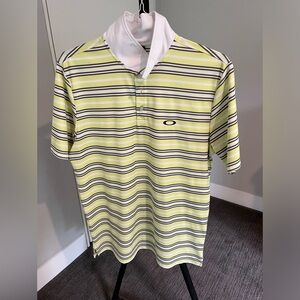 Yellow Gray And White Stripped Oakley Button Down Shirt